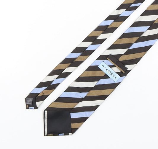 Osborne Mens Multicoloured Striped Silk Pointed Tie One Size