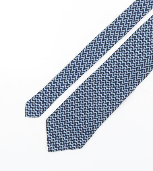 Van Girls  Mens Blue Houndstooth Silk Pointed Tie One Size