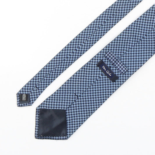 Van Girls  Mens Blue Houndstooth Silk Pointed Tie One Size