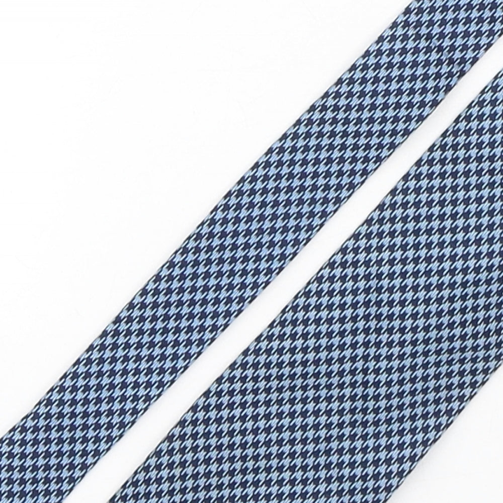 Van Girls  Mens Blue Houndstooth Silk Pointed Tie One Size