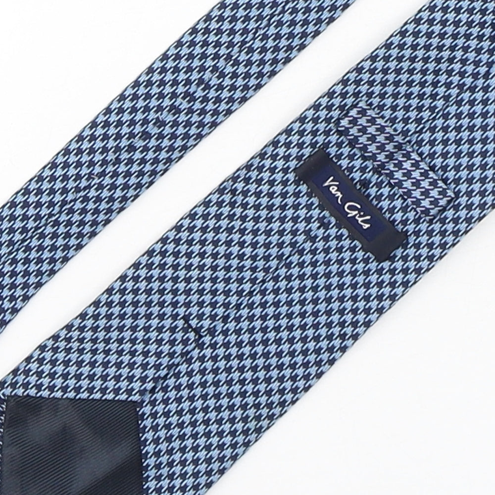 Van Girls  Mens Blue Houndstooth Silk Pointed Tie One Size