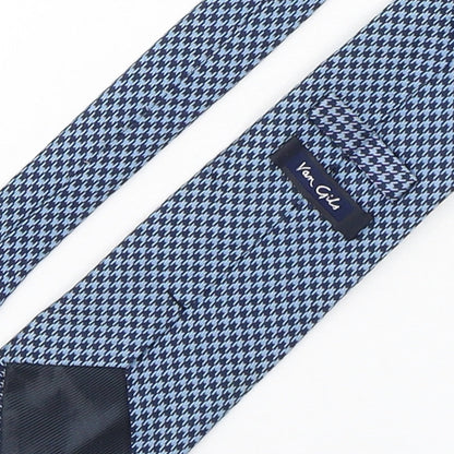 Van Girls  Mens Blue Houndstooth Silk Pointed Tie One Size