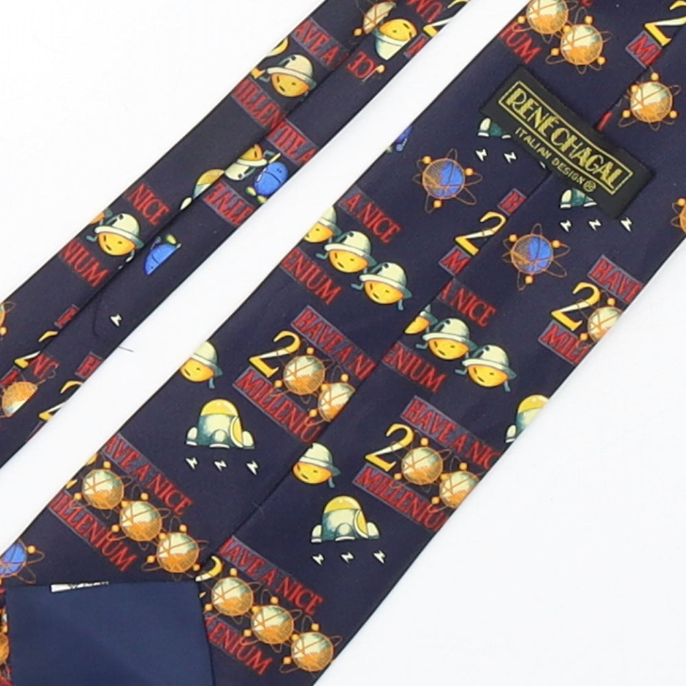 Rene Chagal  Mens Multicoloured Geometric Silk Pointed Tie One Size - Millenium