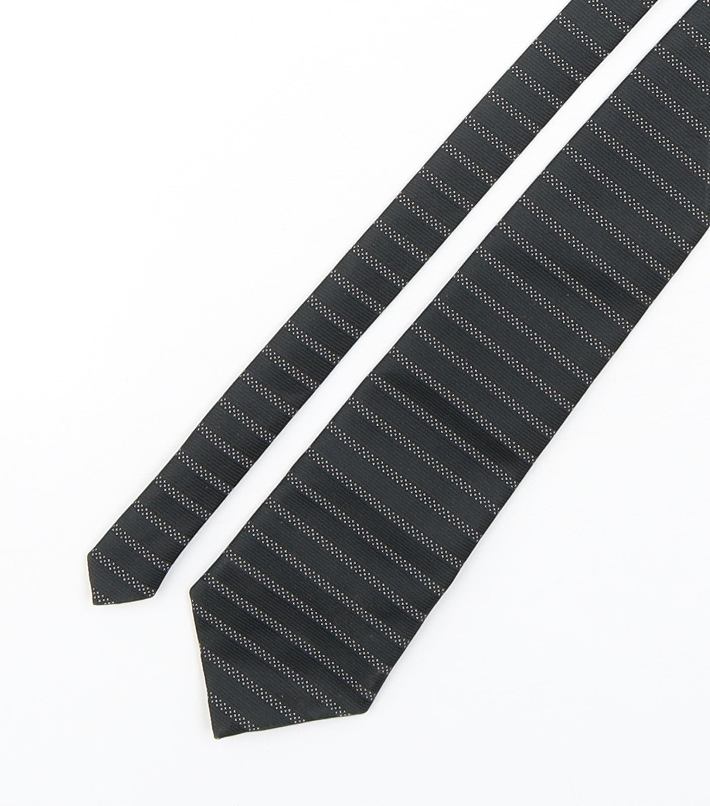Mens BHS Black Striped  Pointed Tie