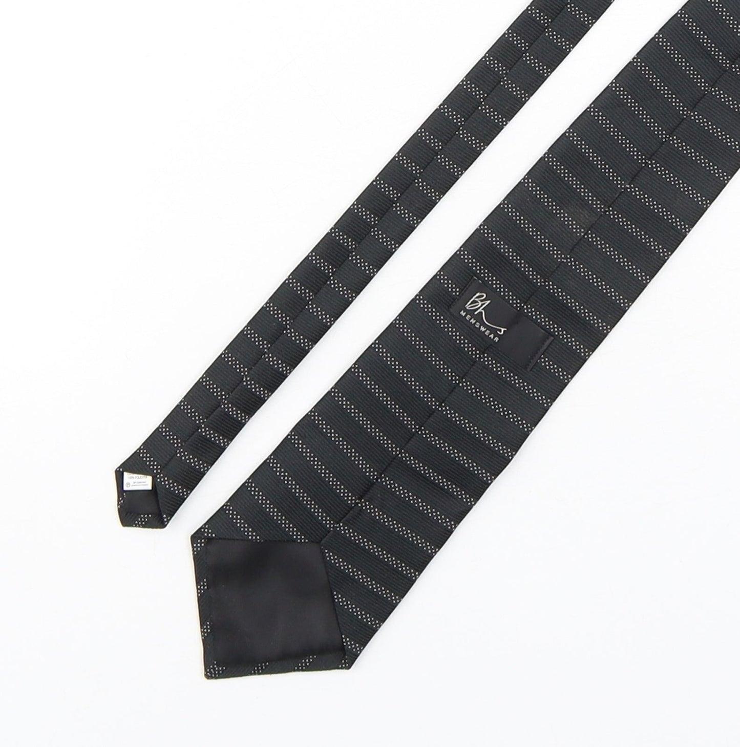Mens BHS Black Striped  Pointed Tie
