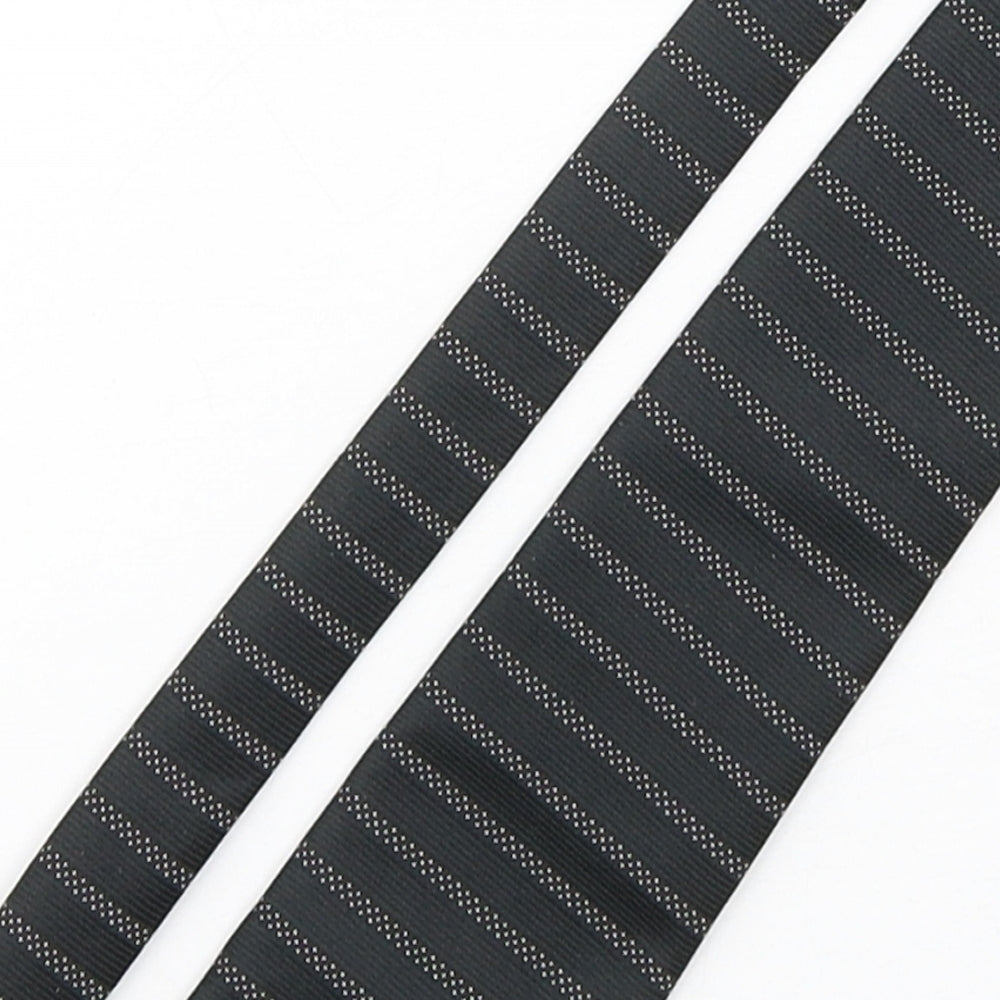 Mens BHS Black Striped  Pointed Tie