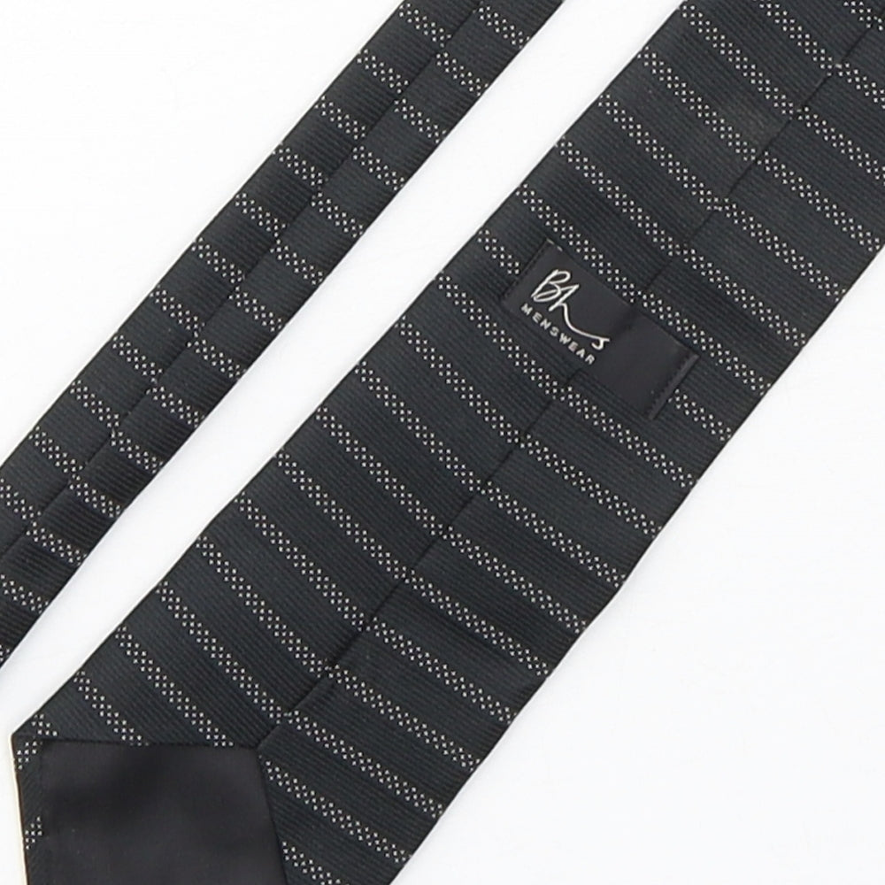 Mens BHS Black Striped  Pointed Tie