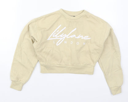 LilyLane Girls Beige  Cotton Pullover Sweatshirt Size 9-10 Years  Pullover