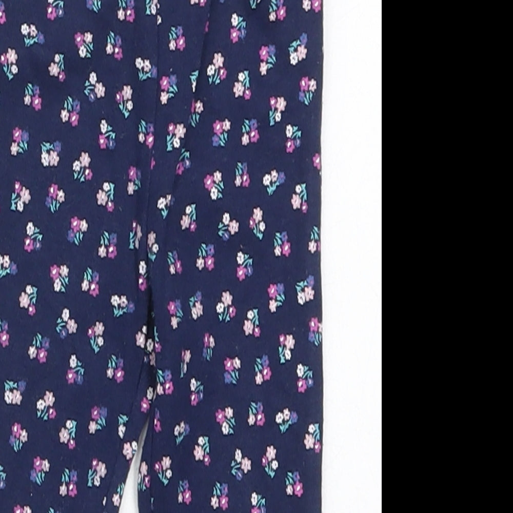 Carters Girls Blue Floral Cotton Capri Leggings Size 9 Months