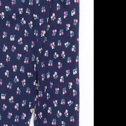 Carters Girls Blue Floral Cotton Capri Leggings Size 9 Months