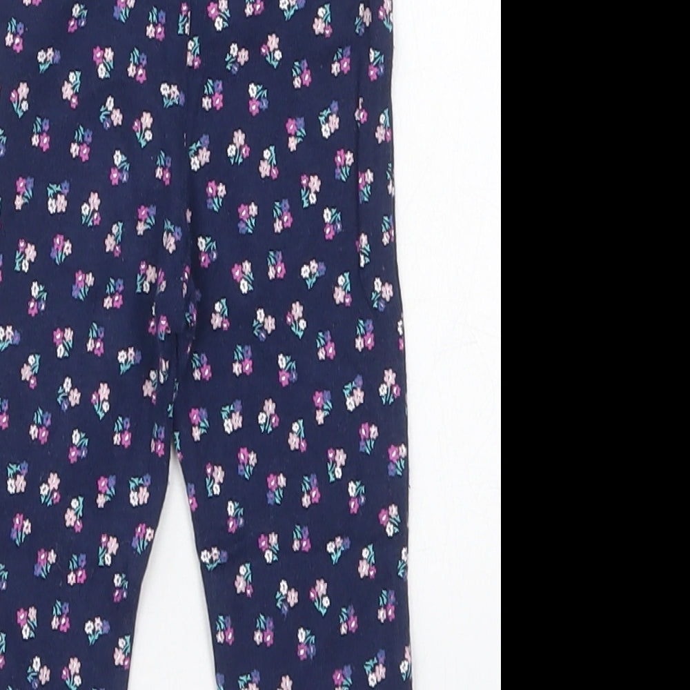 Carters Girls Blue Floral Cotton Capri Leggings Size 9 Months