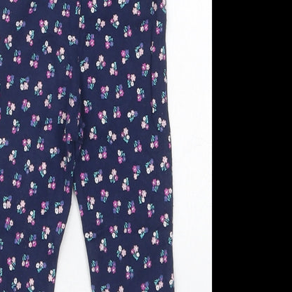 Carters Girls Blue Floral Cotton Capri Leggings Size 9 Months