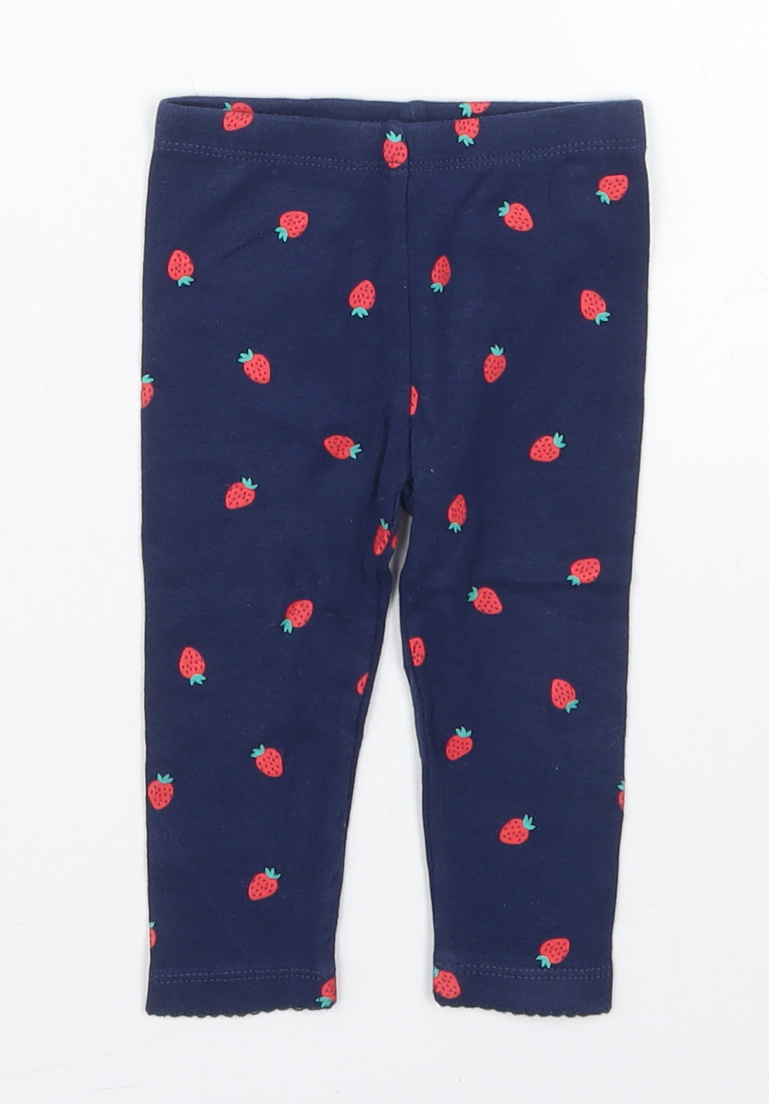 Carters Girls Blue  Cotton Capri Leggings Size 9 Months   - Strawberries