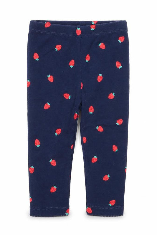 Carters Girls Blue  Cotton Capri Leggings Size 9 Months   - Strawberries