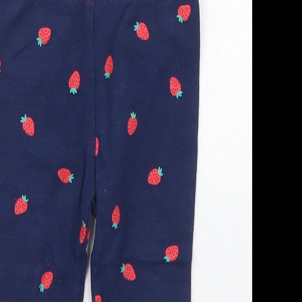 Carters Girls Blue  Cotton Capri Leggings Size 9 Months   - Strawberries