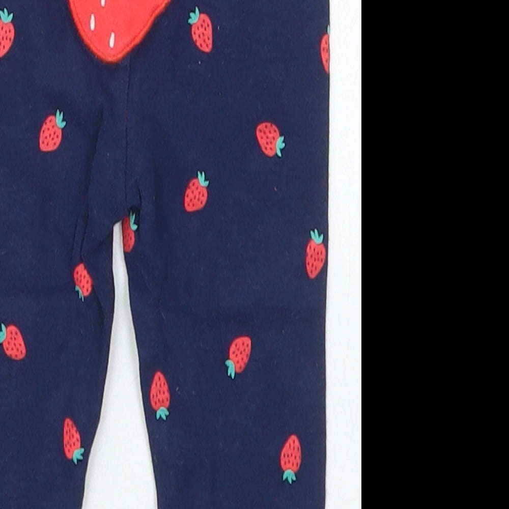 Carters Girls Blue  Cotton Capri Leggings Size 9 Months   - Strawberries