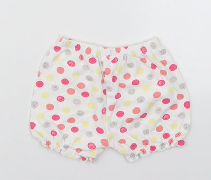 Disney Girls White Polka Dot Cotton Cropped Trousers Size 9-12 Months   - Winnie the Pooh Shorts