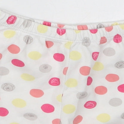 Disney Girls White Polka Dot Cotton Cropped Trousers Size 9-12 Months   - Winnie the Pooh Shorts
