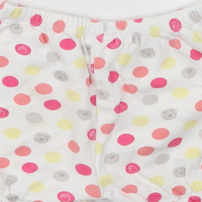 Disney Girls White Polka Dot Cotton Cropped Trousers Size 9-12 Months   - Winnie the Pooh Shorts