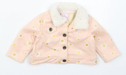 Just Lizzy Girls Pink Floral  Jacket  Size 6-9 Months   Button