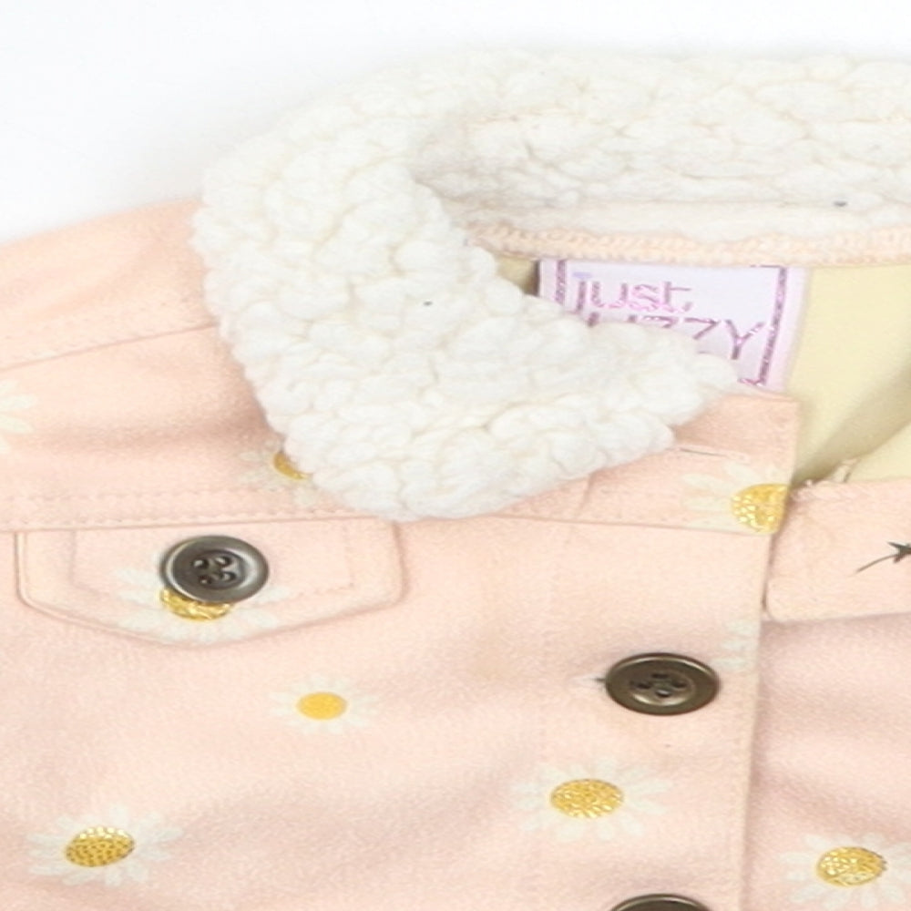 Just Lizzy Girls Pink Floral  Jacket  Size 6-9 Months   Button