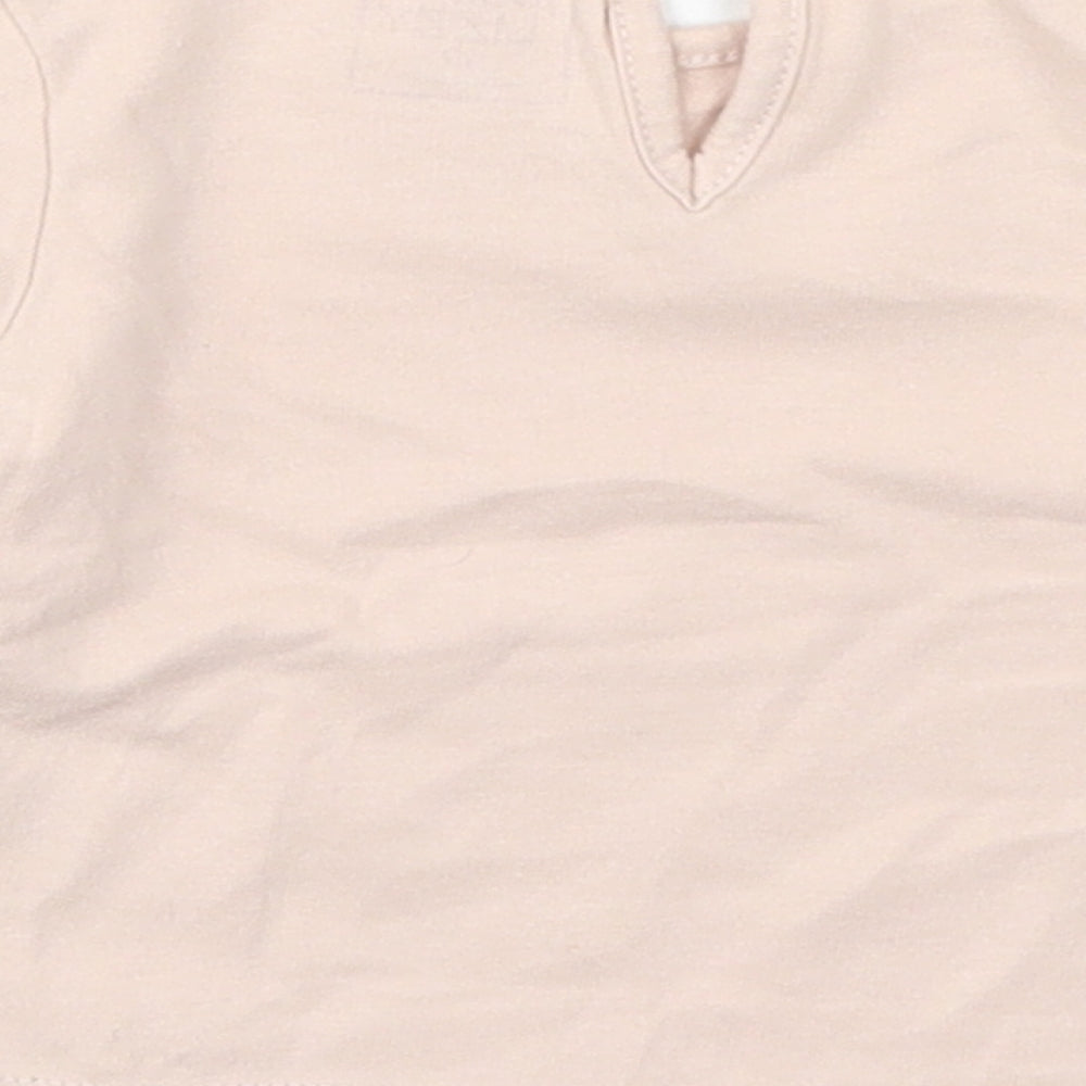 Just Lizzy Girls Pink  Cotton Basic T-Shirt Size 6-9 Months Round Neck Pullover - Happy