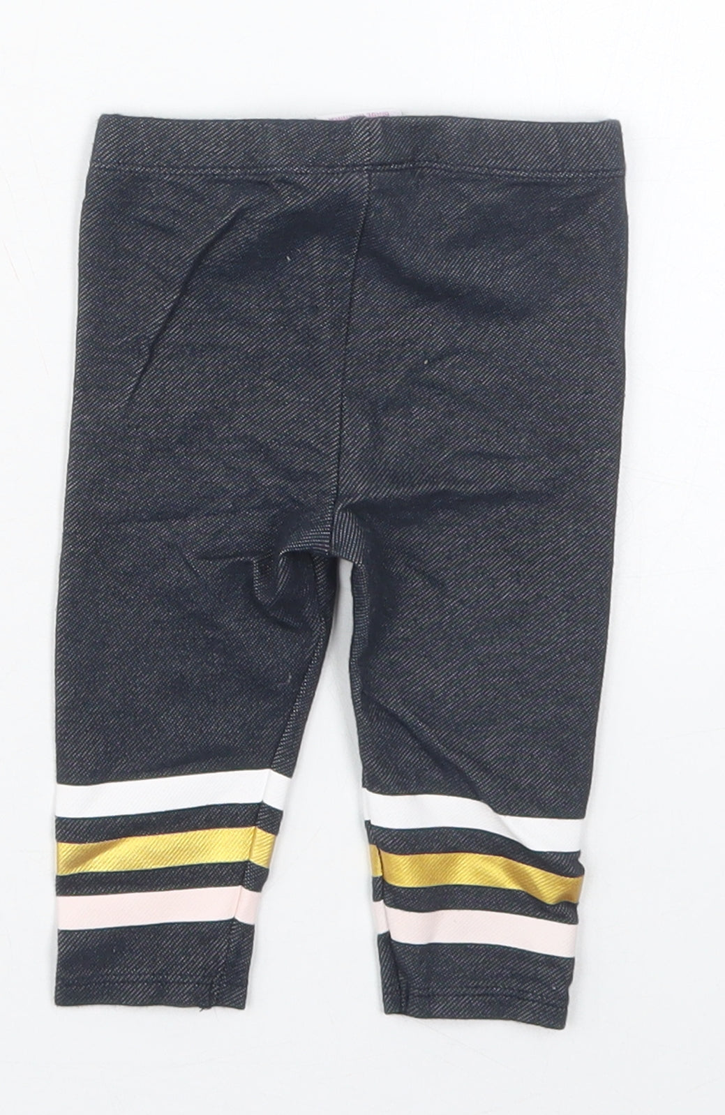 Just Lizzy Girls Blue Striped Cotton Capri Leggings Size 9 Months