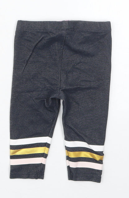 Just Lizzy Girls Blue Striped Cotton Capri Leggings Size 9 Months