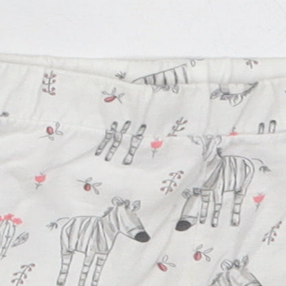 Matalan Girls White  Cotton Cropped Trousers Size 0-3 Months   - Zebras