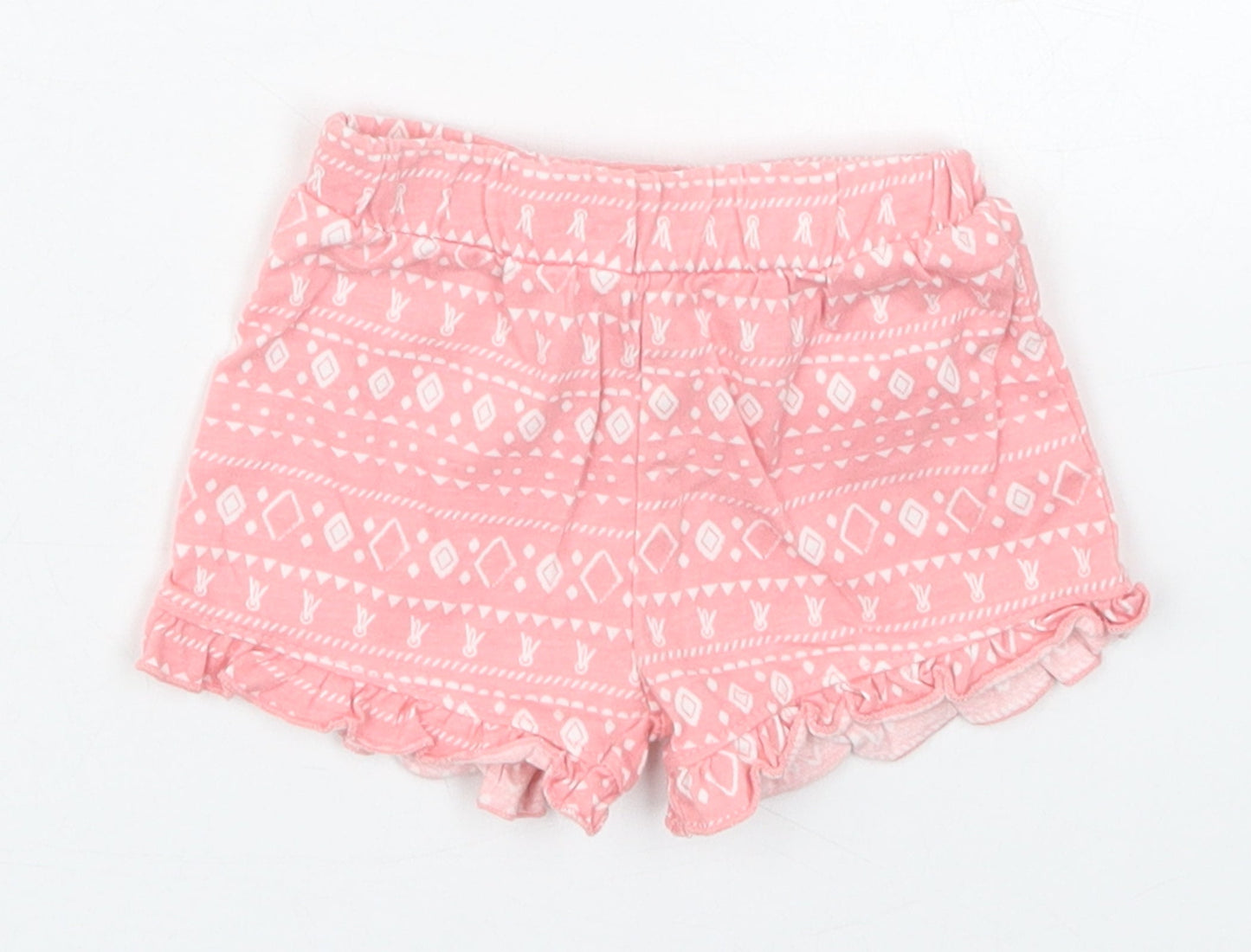 Matalan Girls Pink Geometric Cotton Cropped Trousers Size 0-3 Months