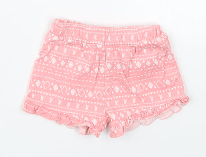 Matalan Girls Pink Geometric Cotton Cropped Trousers Size 0-3 Months