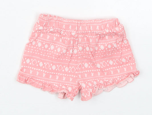 Matalan Girls Pink Geometric Cotton Cropped Trousers Size 0-3 Months