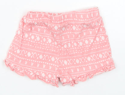 Matalan Girls Pink Geometric Cotton Cropped Trousers Size 0-3 Months