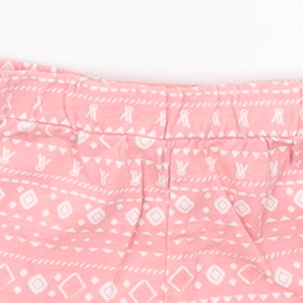 Matalan Girls Pink Geometric Cotton Cropped Trousers Size 0-3 Months