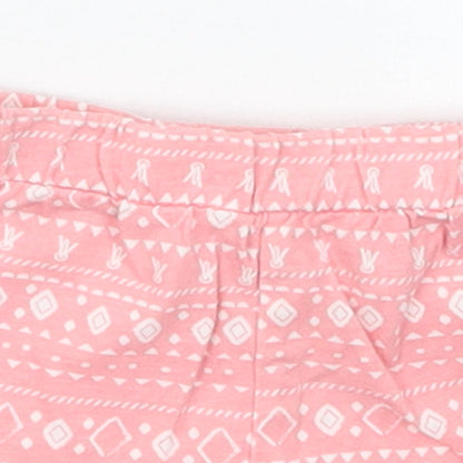 Matalan Girls Pink Geometric Cotton Cropped Trousers Size 0-3 Months
