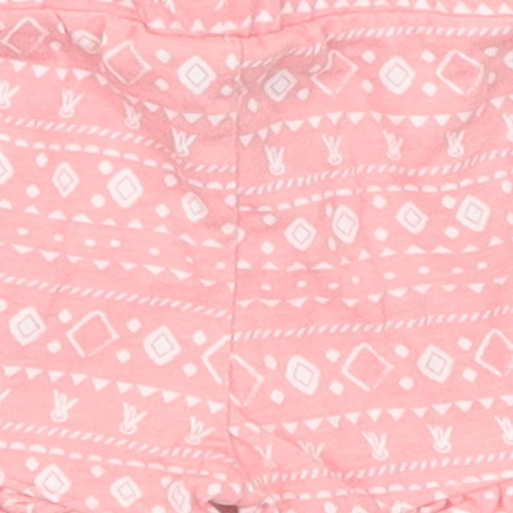 Matalan Girls Pink Geometric Cotton Cropped Trousers Size 0-3 Months