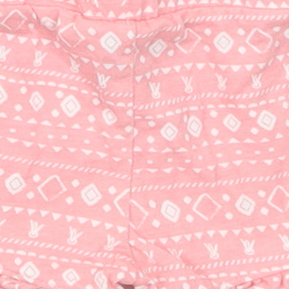 Matalan Girls Pink Geometric Cotton Cropped Trousers Size 0-3 Months