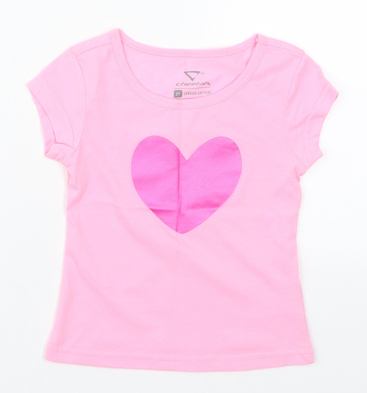 Cheetah Girls Pink  Cotton Basic T-Shirt Size 2 Years Crew Neck Pullover - Heart