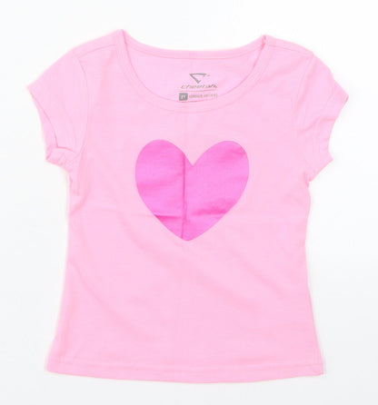 Cheetah Girls Pink  Cotton Basic T-Shirt Size 2 Years Crew Neck Pullover - Heart