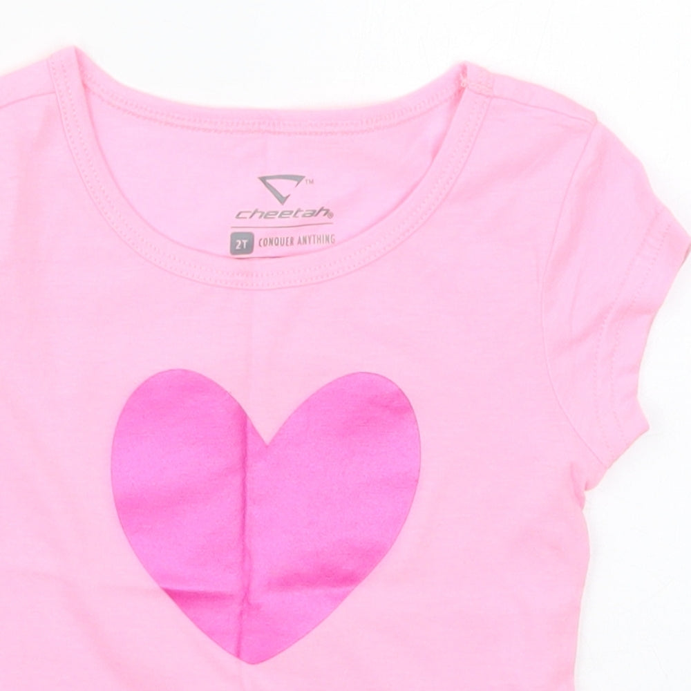 Cheetah Girls Pink  Cotton Basic T-Shirt Size 2 Years Crew Neck Pullover - Heart