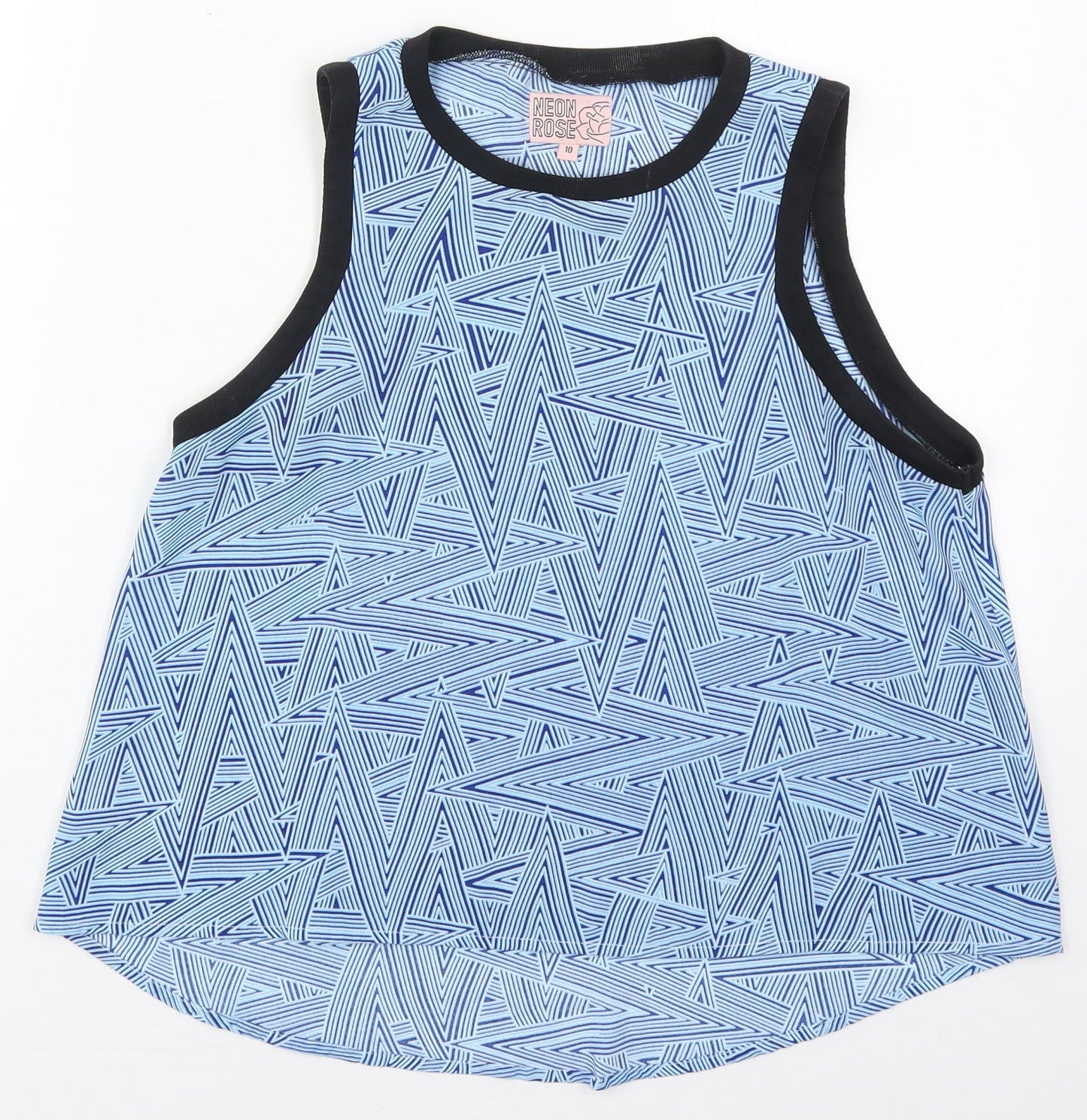 Womens UK Size 10 Neon Rose Blue Basic Tank