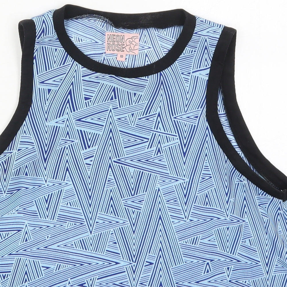 Womens UK Size 10 Neon Rose Blue Basic Tank