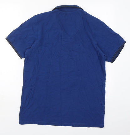 Originals Wardrobe Essentials Mens Blue  Cotton  Polo Size M Collared Pullover