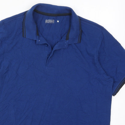 Originals Wardrobe Essentials Mens Blue  Cotton  Polo Size M Collared Pullover