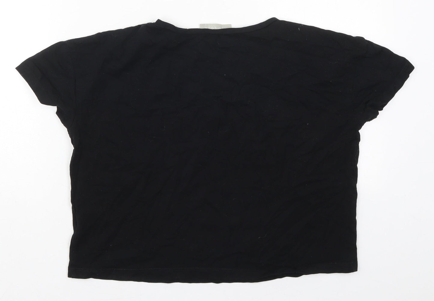 Womens UK Size S New Look Black Cropped T-Shirt