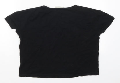 Womens UK Size S New Look Black Cropped T-Shirt