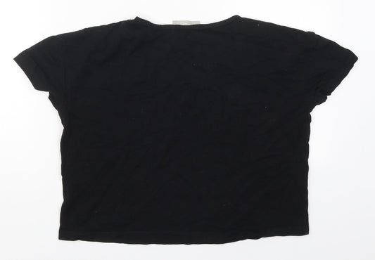 Womens UK Size S New Look Black Cropped T-Shirt