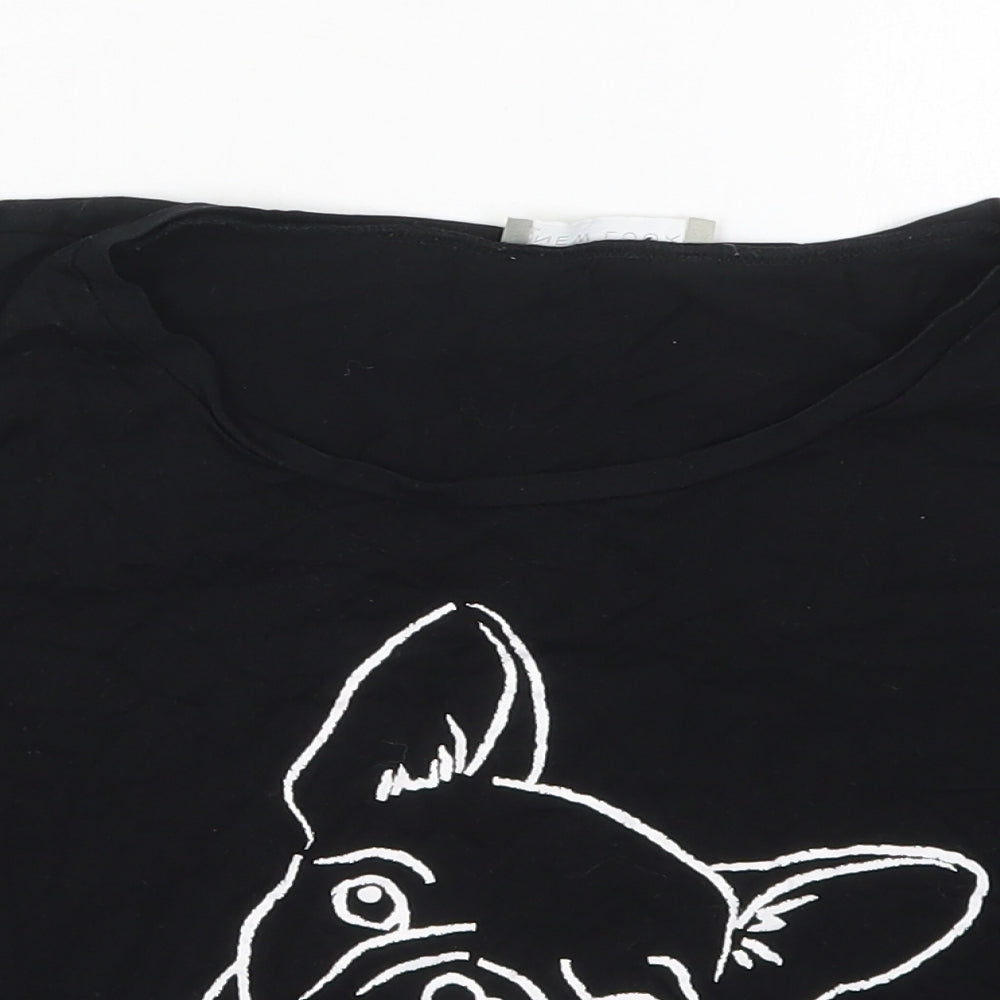 Womens UK Size S New Look Black Cropped T-Shirt