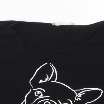 Womens UK Size S New Look Black Cropped T-Shirt