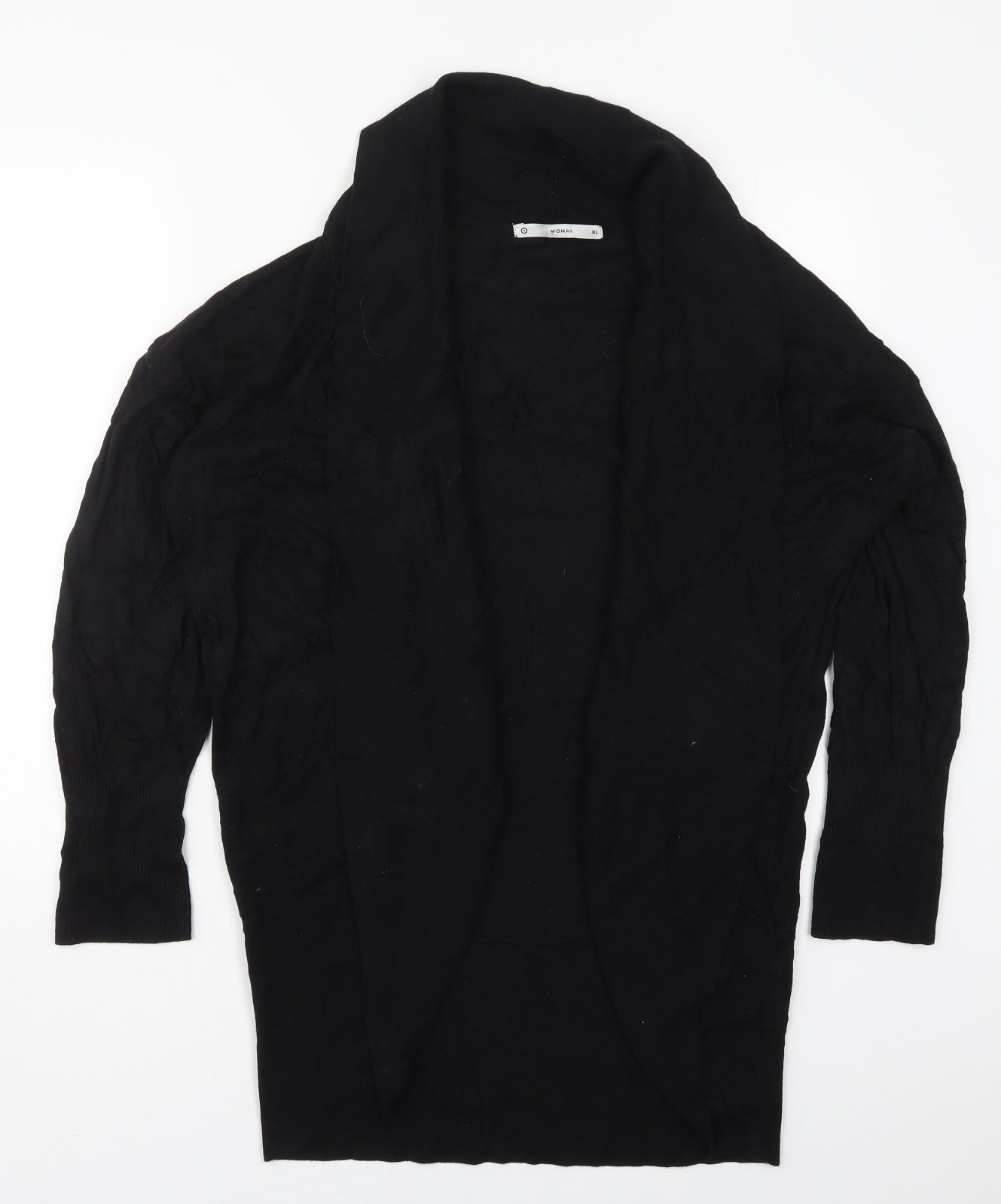 Woman Womens Black V-Neck  Viscose Cardigan Jumper Size XL